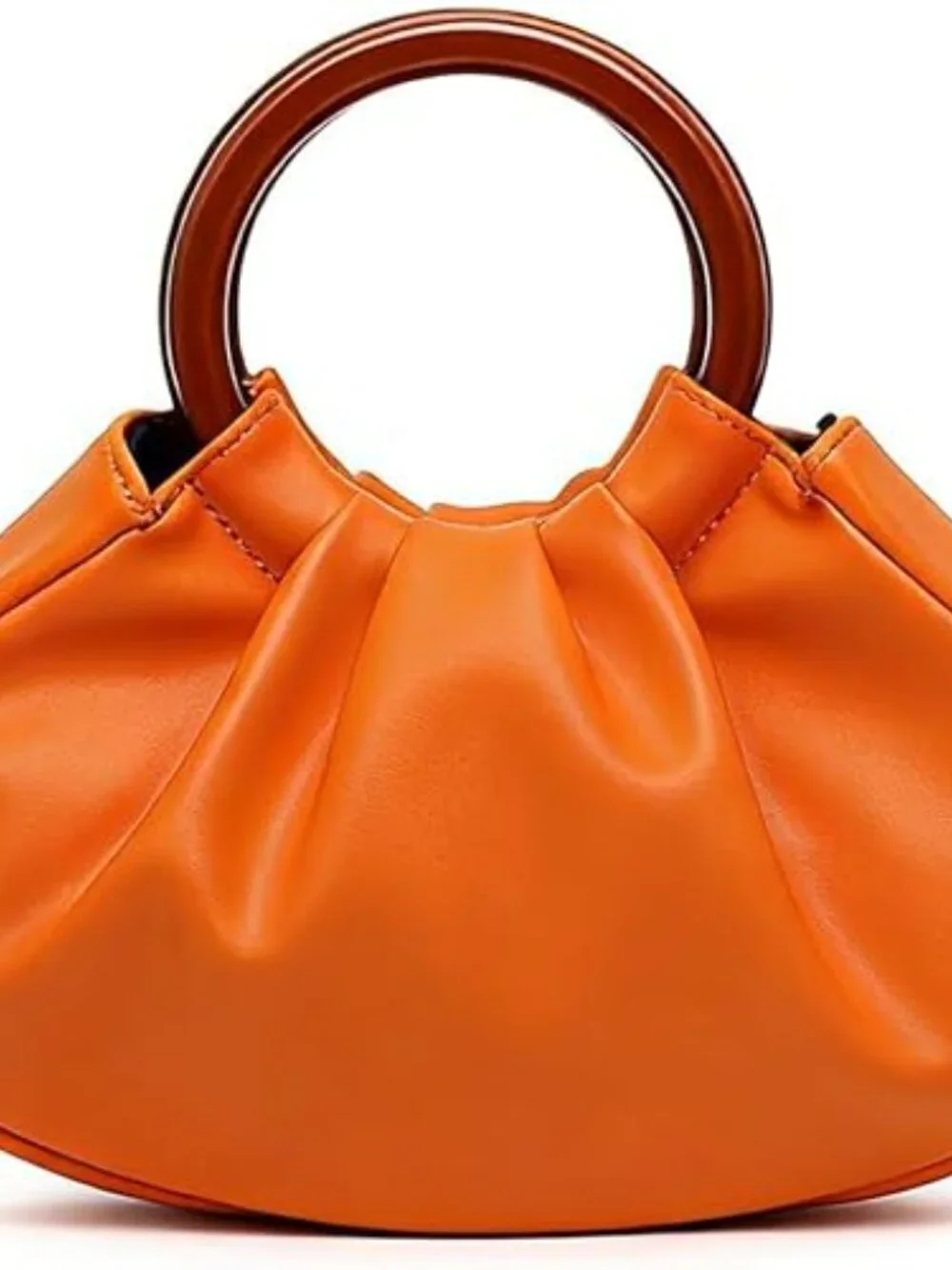 Neiman Marcus Ruched Puffy PU Leather Handbag